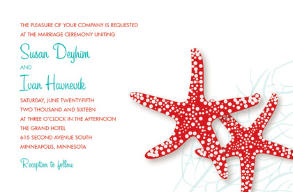 Orange Starfish Wedding Shower Invitations