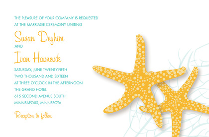 Red Starfish Beach Wedding Shower Invitations