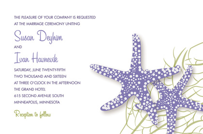 Purple Starfish Wedding Thank You Cards