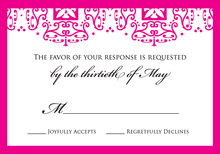 Formal Pink Damask RSVP Cards