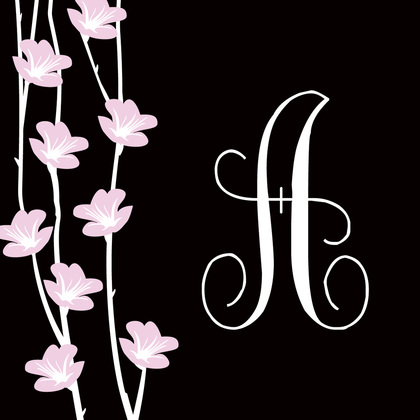 Trendy Pink Floral String In Black Invitations