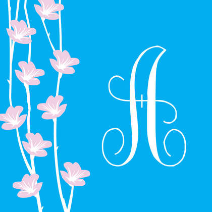Playful Pink Floral String Bright Blue Invitations