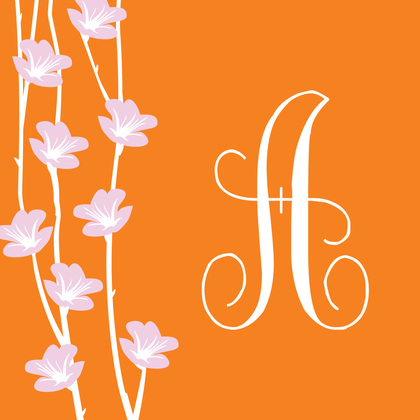 Sophisticated Pink Floral String In Orange Invitations