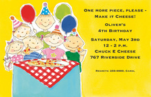 Eat Pizza Kids Birthday Invitations