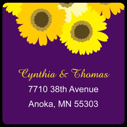 Yellow Floral Purple Thank You Cards