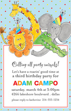 Party Animals Blue Birthday Invitations