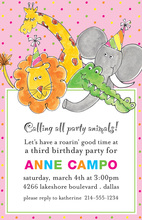 Party Animals Pink Birthday Invitations
