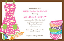 Pink Apron Kitchen Shower Chocolate Border Invitations