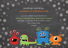 Alien Invaders Chalkboard Birthday Invitations