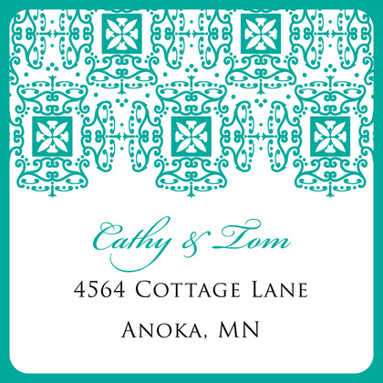 Wrought Pattern Teal Monogram Thank You Cards
