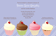 Adorable Cupcake Party Periwinkle Invitations