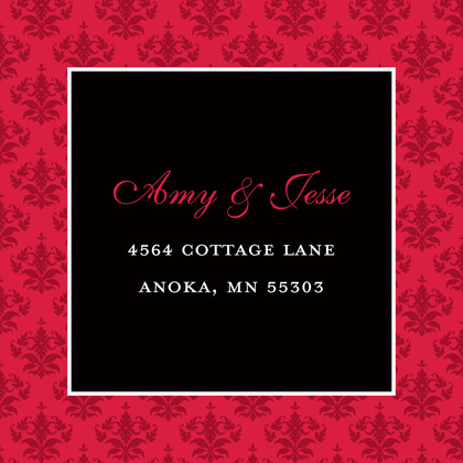 Holiday Red Damask Border Modern Party Invitations