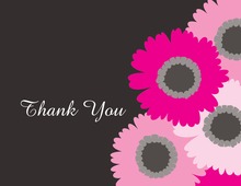 Hot Pink Floral Charcoal Thank You Cards