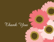 Pink Floral Brown Thank You Cards