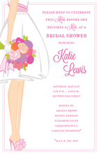 Beautiful Bouquet Bride Hot Pink Invitations
