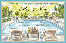 Three Green Lounge Pool Party Invitations