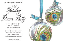 Peacock Ornament Baubles Holiday Invitations
