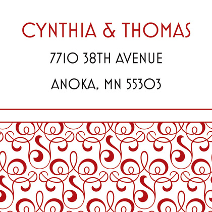 Solid Red Filigree Style White Background Invitations