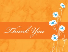 Daisies Modern Marble Orange Thank You Cards