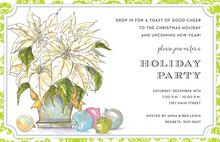 Poinsettia Floral Wreath Invitations