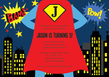 Superhero Standing By Birthday Party Invitations