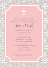 Cross Tile Pink Religious Invitations