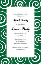 Classy Whimsical Decorated Swirls Green Invitations