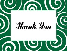 Whimsical Classic Swirls Green Thank You Cards
