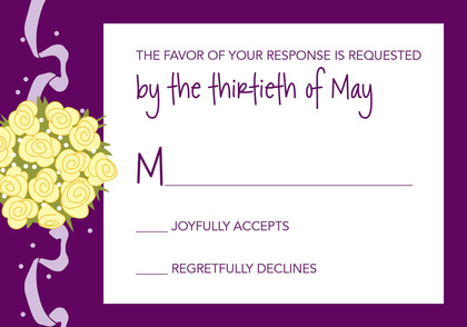 Catch The Purple Bouquet Yellow RSVP Cards