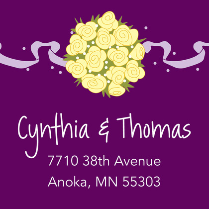 Catch Yellow Bridal Bouquet Purple Wedding Invitations