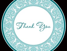 Teal Decorative Plate Thank You Cards