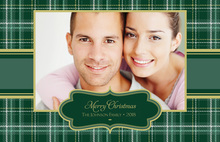 Forest Striped Plaid Gold Photo Cards
