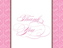 Pink Damask Flanks Thank You Cards