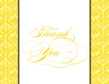 Yellow Stripes Silver Glitter Stars Thank You Cards