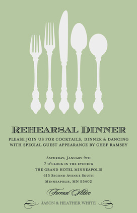 Khaki Modern Formal Silverware Dinner Invitations
