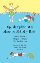 Splash Blue Chevrons Pool Party Beach Ball Invitations