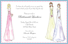 Modern Aqua Bouquet Girls Bridal Shower Invitations
