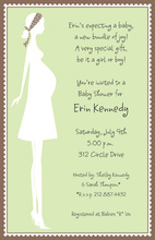 Silhouette Expecting Mom Green Invitations