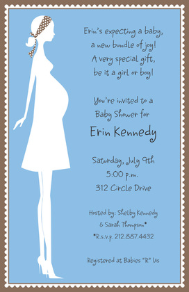 Silhouette Expecting Mom Green Invitations