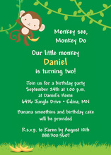 Hanging Cute Monkey Invitations