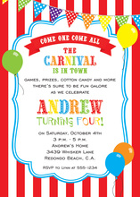 Carnival Balloons Birthday Invitations