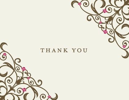 Gold Floral Filigree Thank You Cards