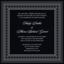 Elegant Vine Frame Black Formal Wedding Invitations