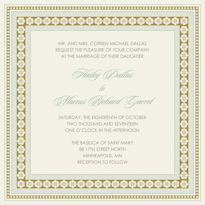 True Blue And Navy Classic Lotus Frame Invitation