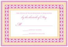 Hot Pink Wrought Pattern RSVP Cards