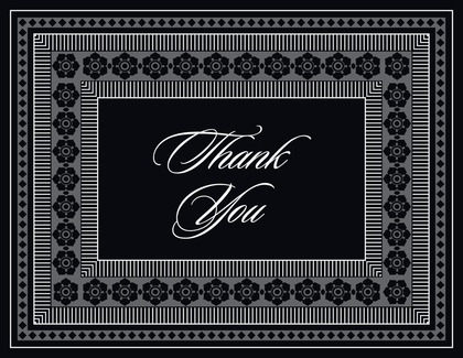 True Blue Navy Classic Lotus Frame Thank You Cards