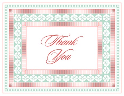 True Blue Navy Classic Lotus Frame Thank You Cards