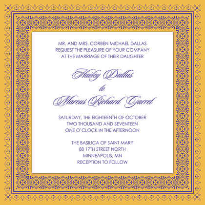 Yellow Deco Tile Borders RSVP Cards