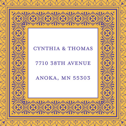 Yellow Deco Tile Borders RSVP Cards