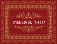 Oak Leaves Formal Red Thank You Cards